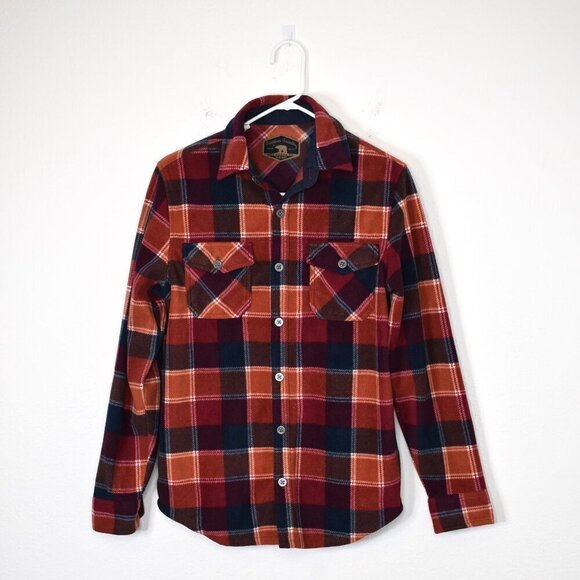 Freedom Foundry Mens Plaid Fleece Button Down Shirt Shacket Sz S Western Outdoor - Picture 2 of 16